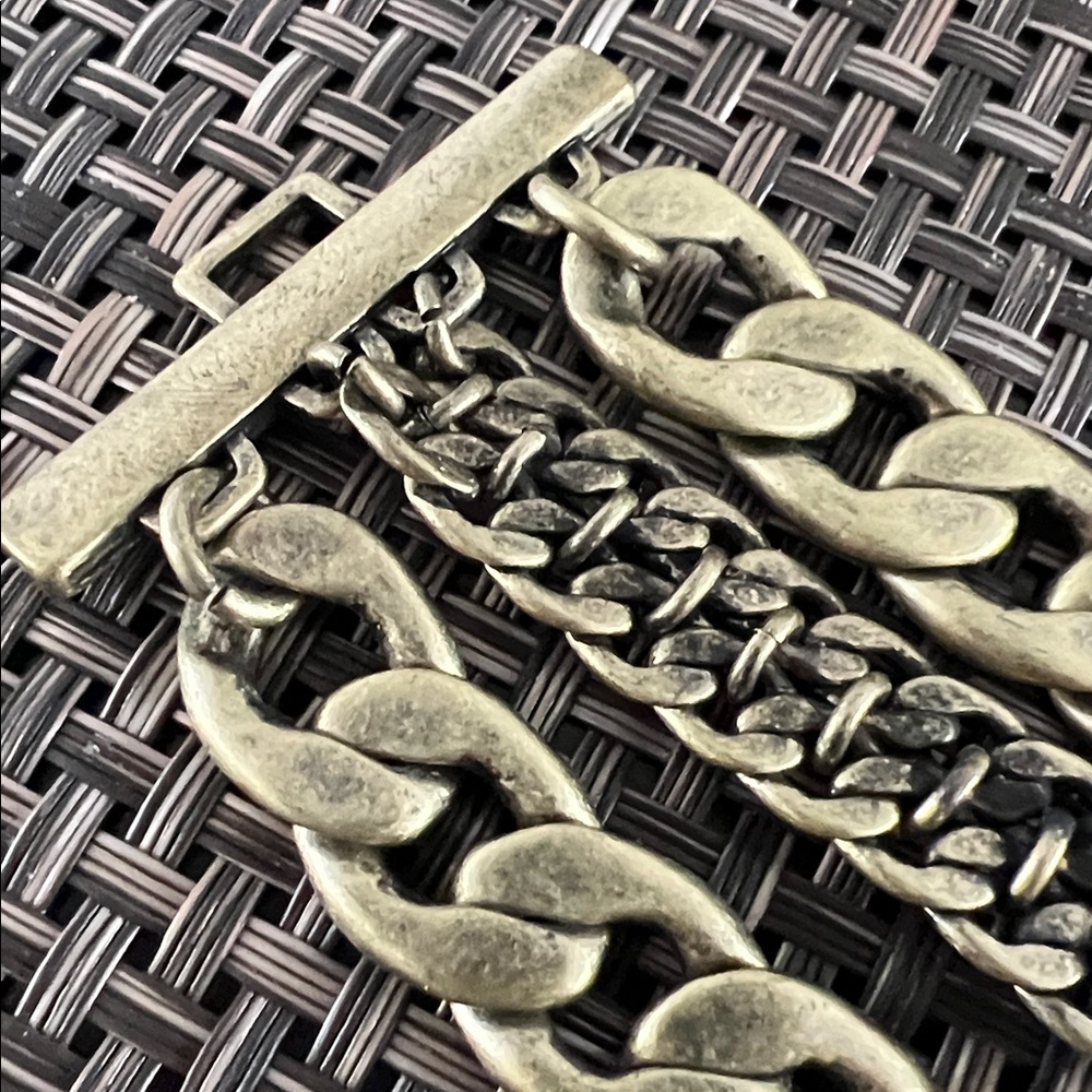 Lia Sophia Gold Multi-Chain Bracelet with Pearl and Gray Crystal Flower - Picture 3 of 5